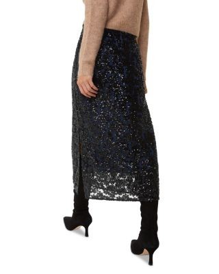 Whistles Floral Sequins Midi Skirt