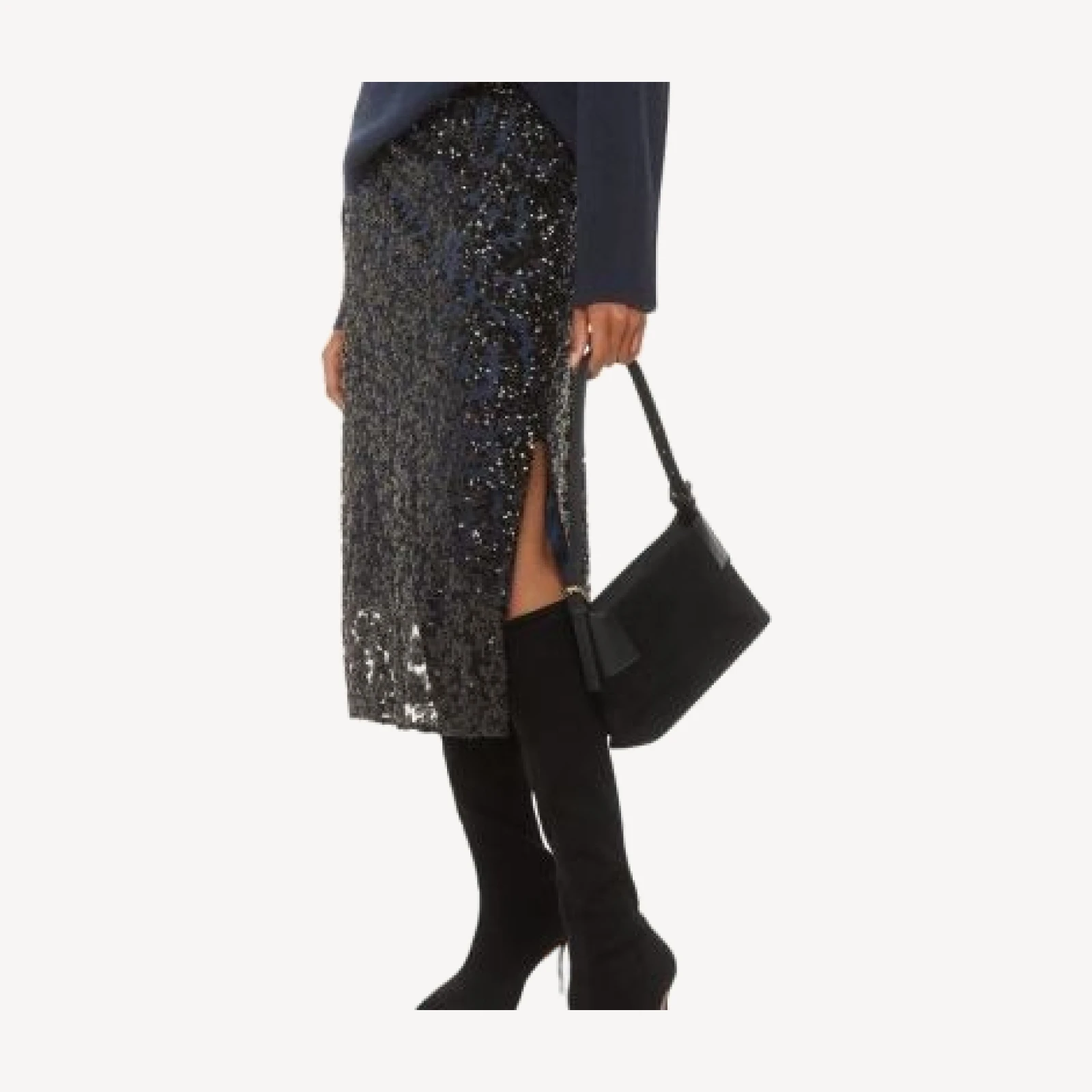 Whistles Petite Floral Sequined Midi Skirt