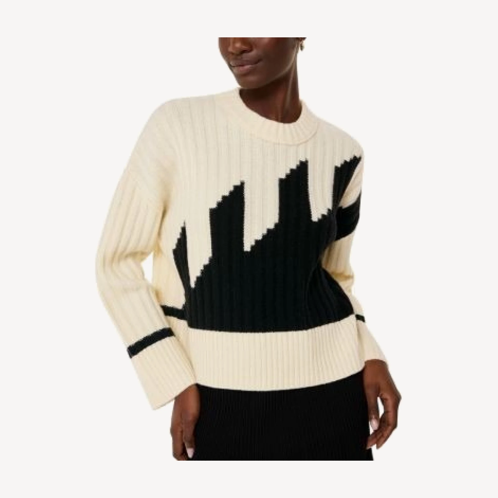 Whistles Graphic Intarsia Wool Blend Crewneck Knit Sweater
