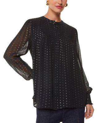 Whistles Petites Metallic Stripe Shirt