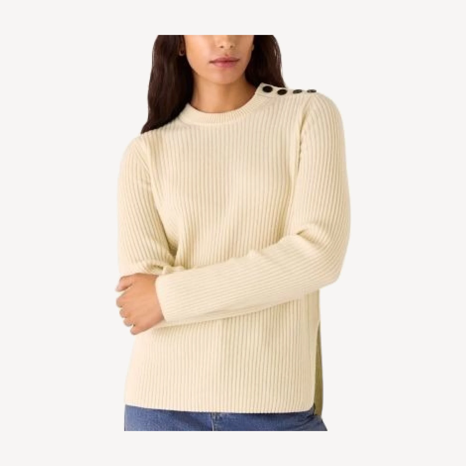 Whistles Button Trim Wool Sweater