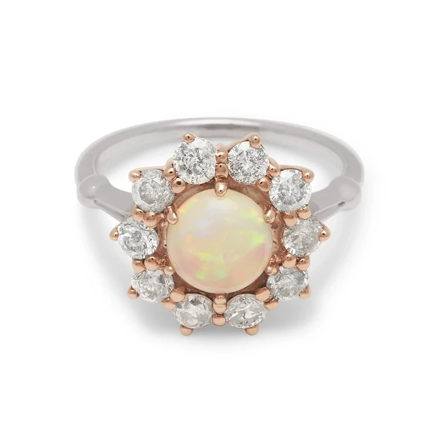 Celestine Ring - White Gold & Opal