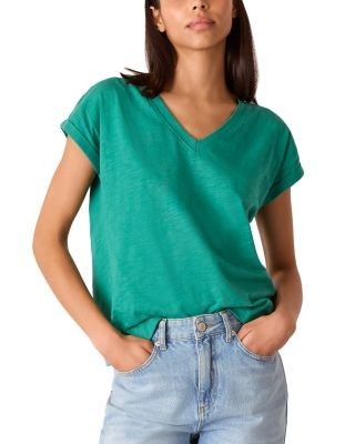 Whistles Willa V Neck Cap Sleeved Tee