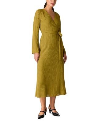 Whistles Alex Textured Wrap Midi Dress