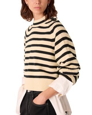 Whistles Stripe Detail Cotton Knit Sweater