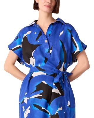 Whistles Abstract Blooms Linen Dress