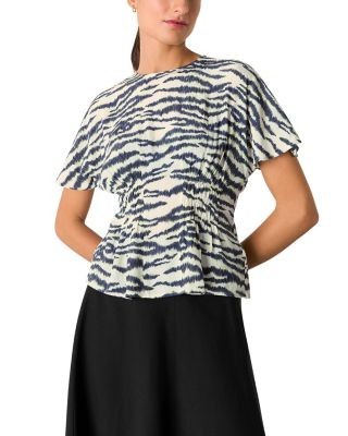 Whistles Feathered Tiger Shirred Blouse