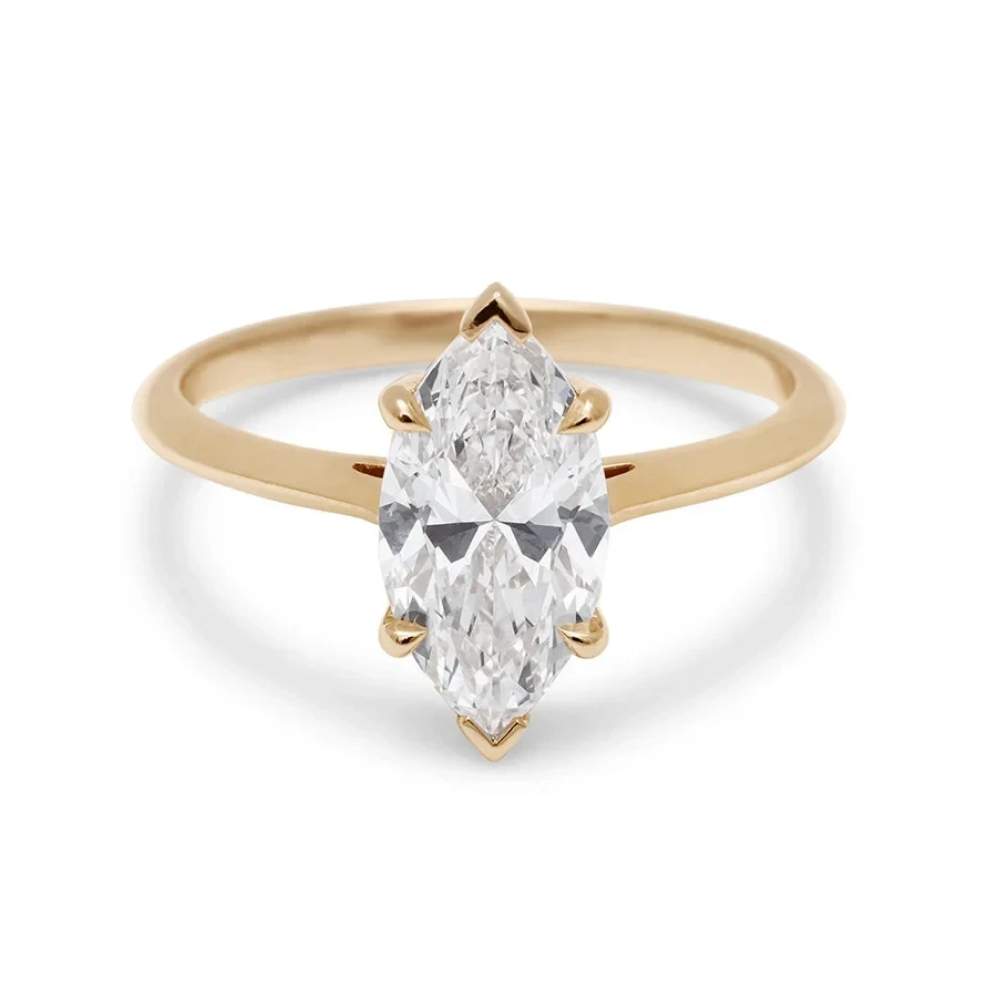 Marquise Bea Solitaire Ring - Yellow Gold & White Diamond (1.08ct)