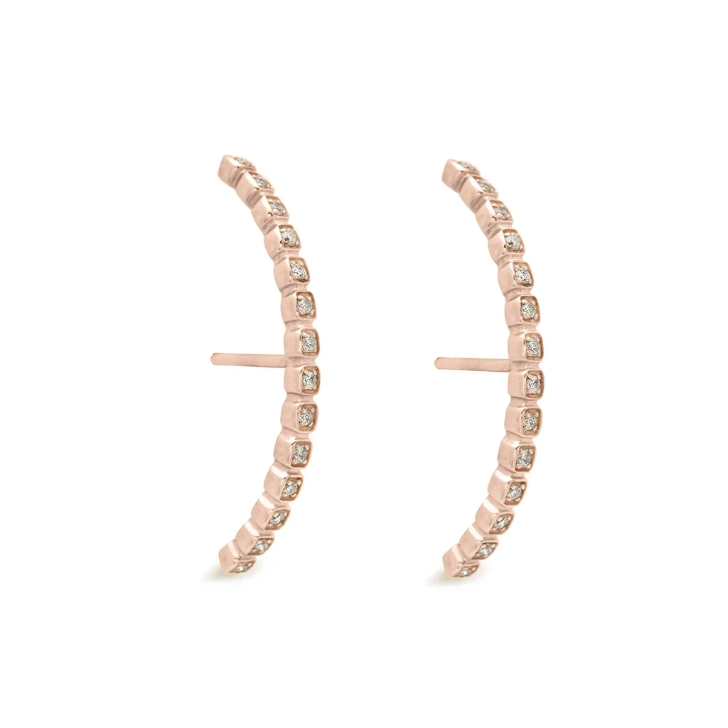Wheat Half Eternity Climber - 14k Gold & Grey or White Diamonds