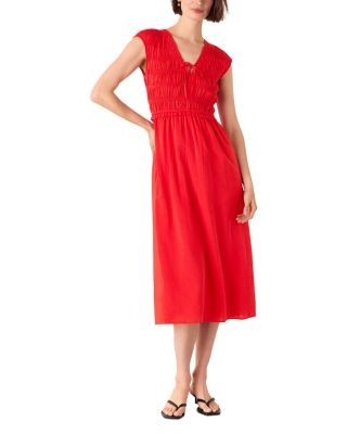 Whistles Petite Shirred Bodice Midi Dress