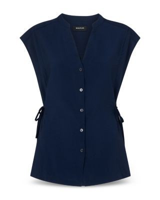 Whistles Button Down Tie Side Blouse