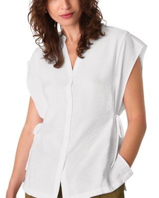 Whistles Button Down Tie Side Blouse