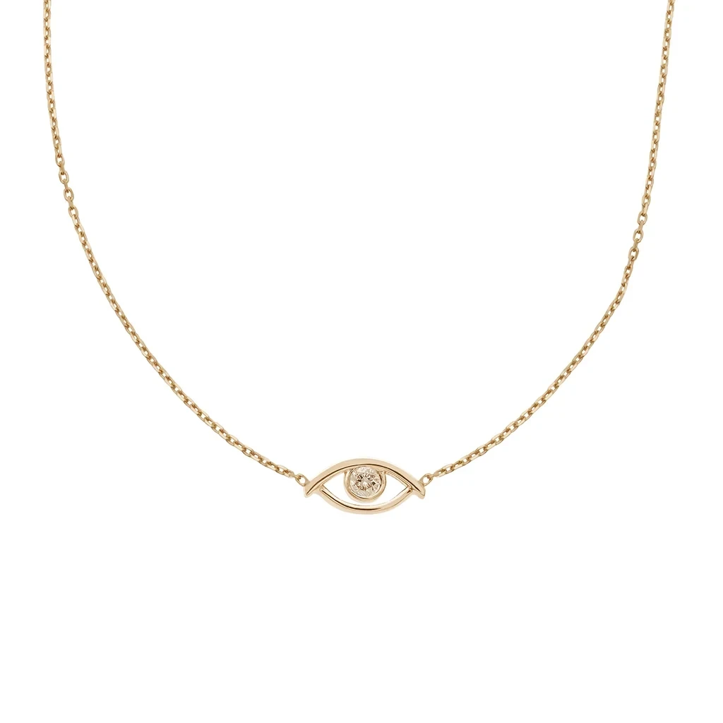 Evil Eye Choker - Yellow Gold & Champagne Diamond