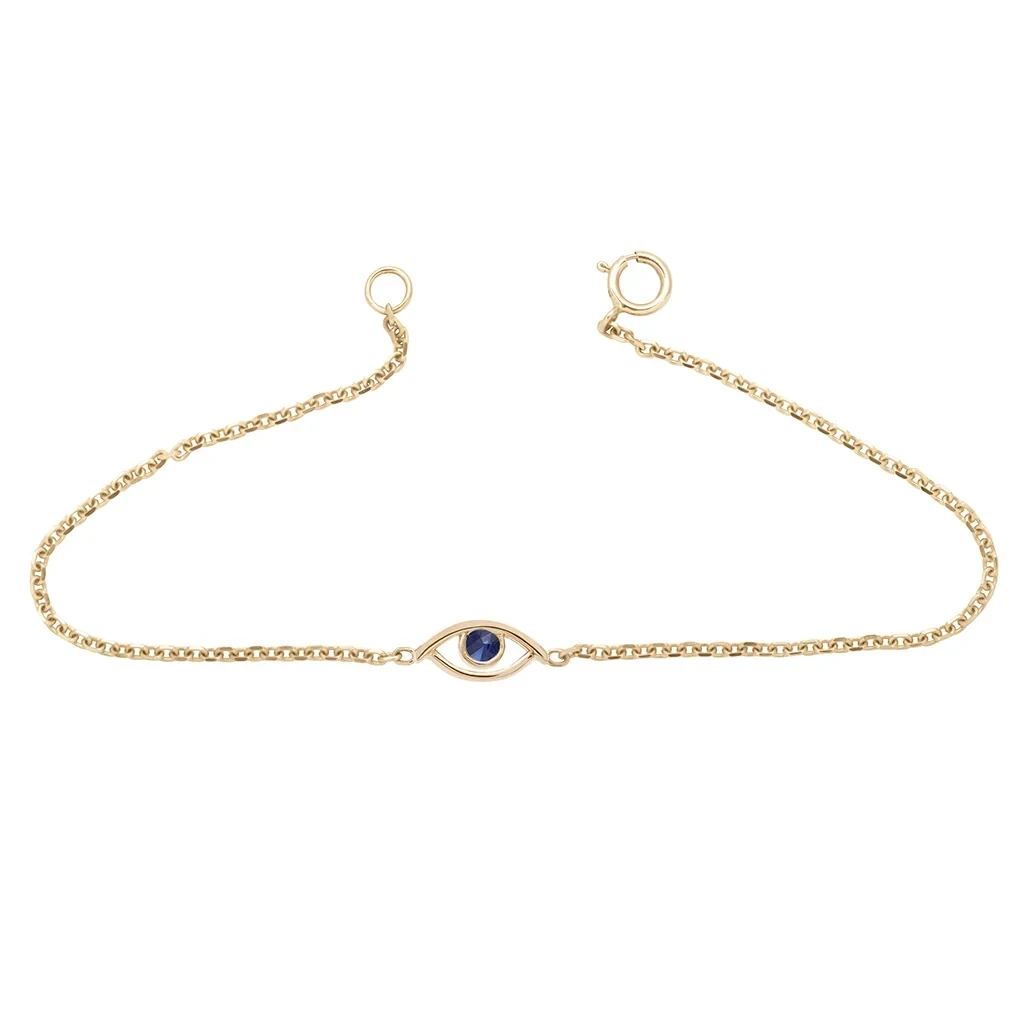 Evil Eye Bracelet - Yellow Gold & Sapphire