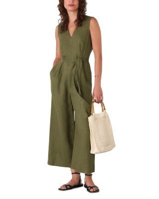 Whistles Belted Seamed Linen Jumpsuit