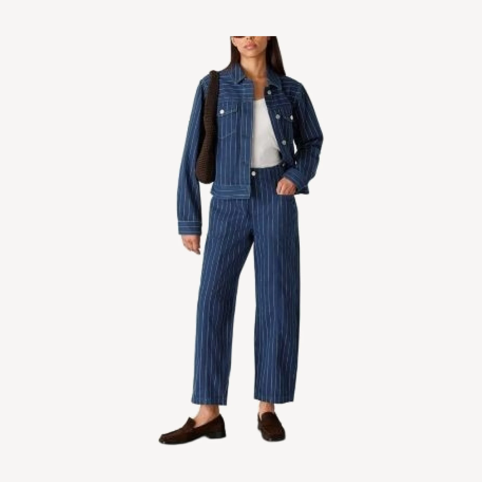 Whistles Pinstriped Denim Jacket