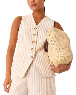 Whistles Petite Linen Stripe Vest