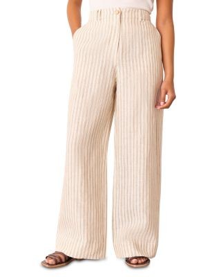 Whistles Petite Linen Stripe Trousers