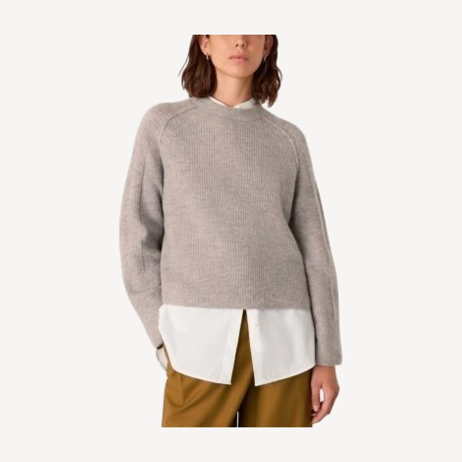 Whistles Aria Mix Crewneck Knit Sweater
