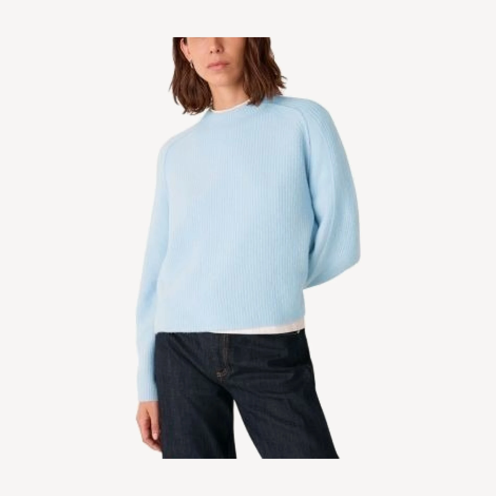 Whistles Aria Mix Crewneck Knit Sweater