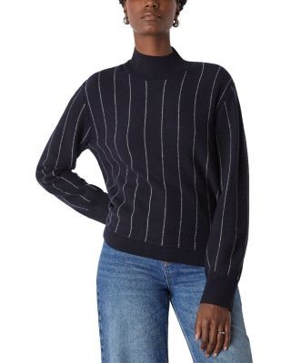 Whistles Stripe Wool Funnel Neck Knit Sweater