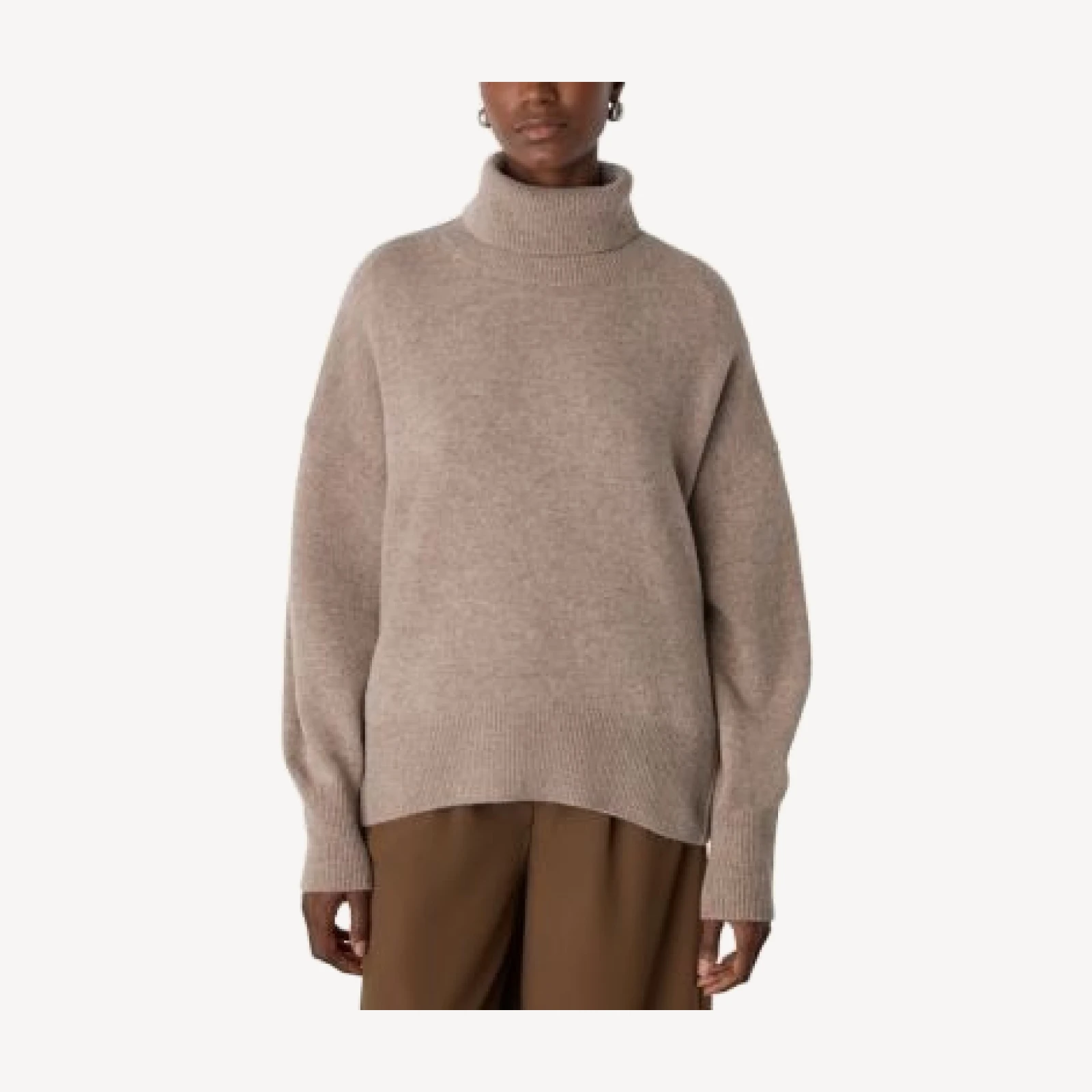 Whistles Roll Neck Curved Hem Wool Knit Sweater