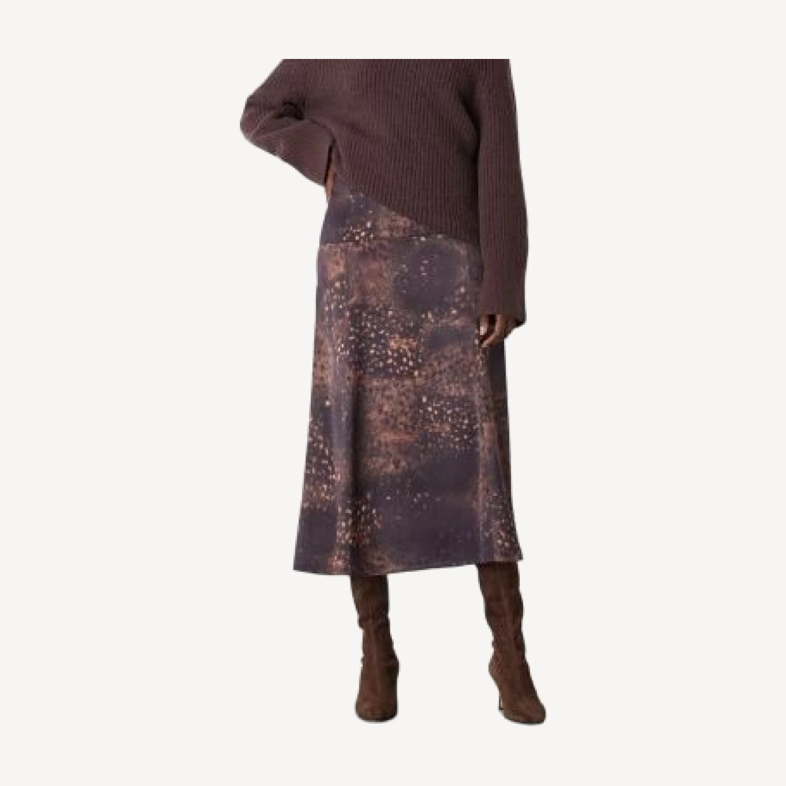 Whistles Spotted Animal Midi Satin Skirt