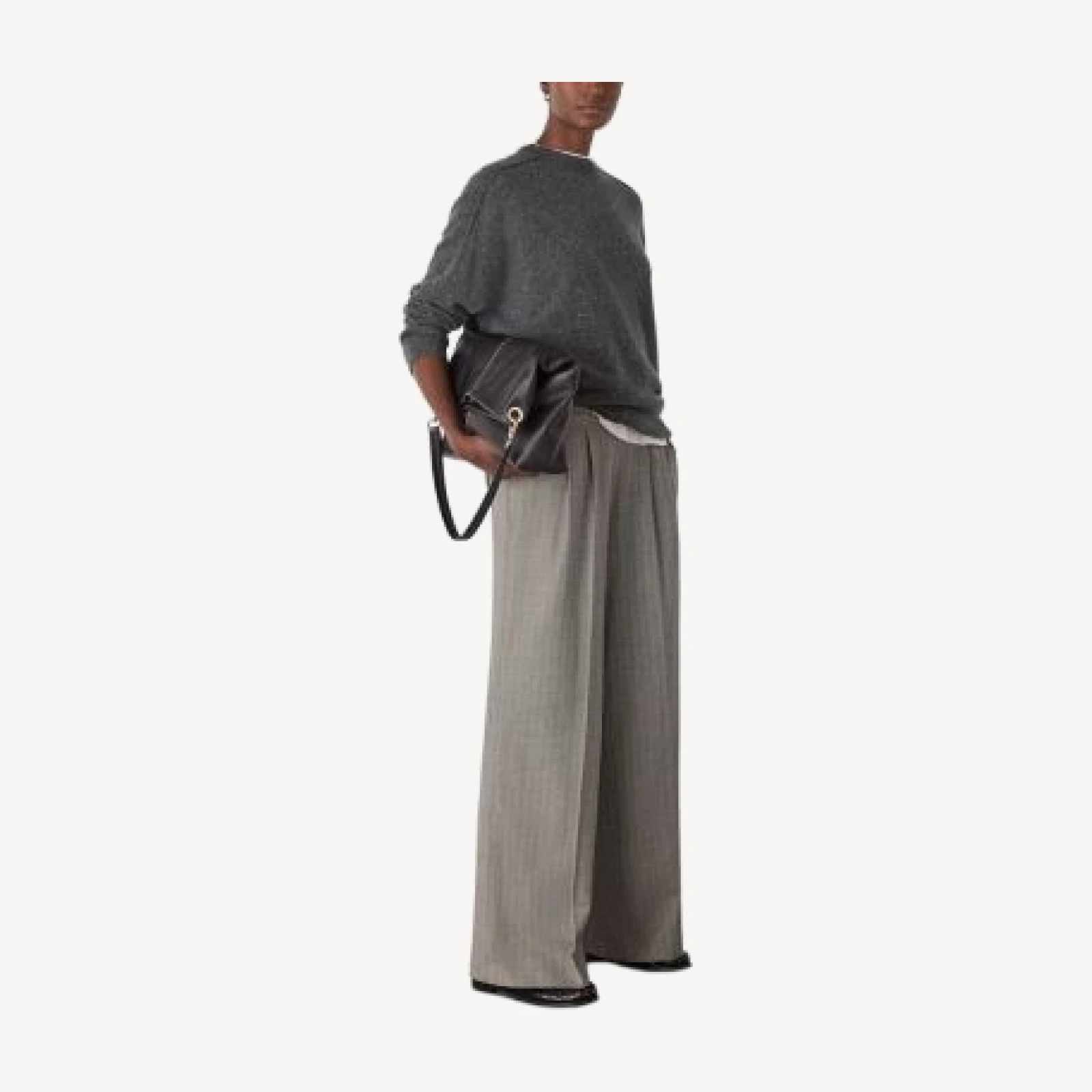 Whistles Cashmere Fleck Seam Neck Knit Sweater