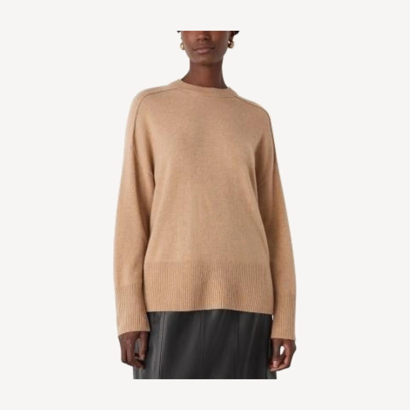 Whistles Cashmere Seam Detail Crew Knit Sweater