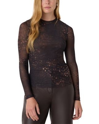 Whistles Spotted Animal Mesh Top