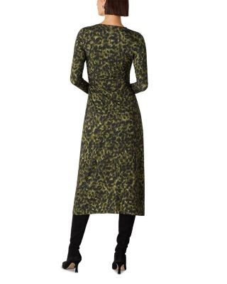Whistles Animal Print Ruched Jersey Dress