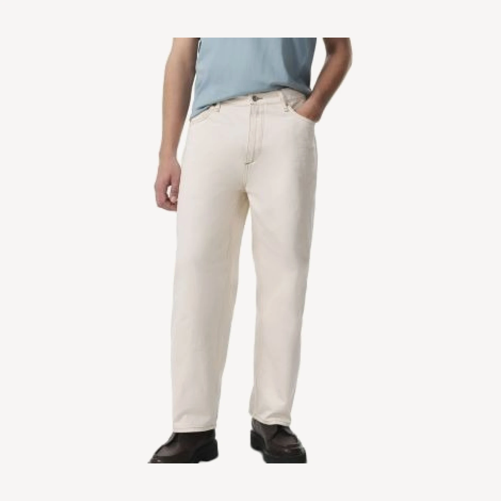 rag & bone rbBAGGY Fit Authentic Rigid Jeans in Ecru