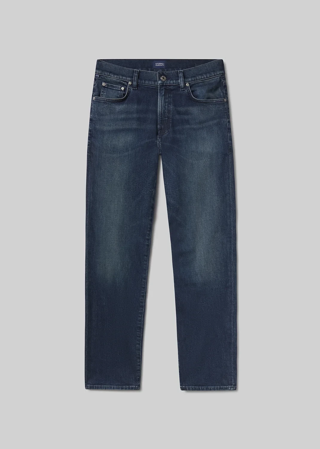 Gage Slim Straight Cotton Silk Denim in Carbon Blue
