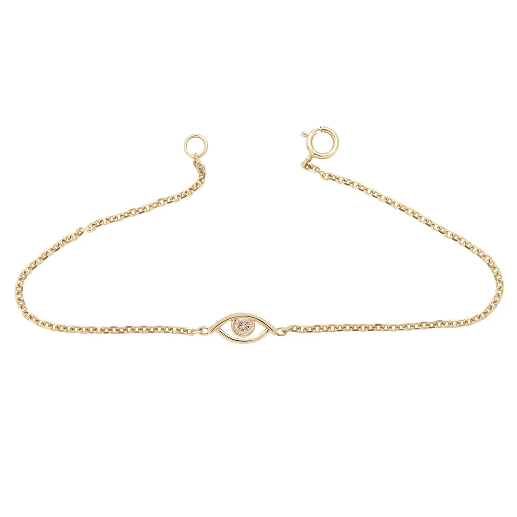 Evil Eye Bracelet - Yellow Gold & Champagne Diamond