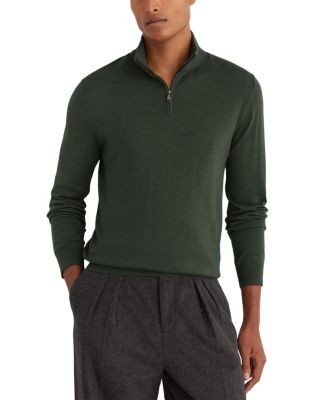 Reiss Blackhall Merino Funnel Neck Half Zip Pullover