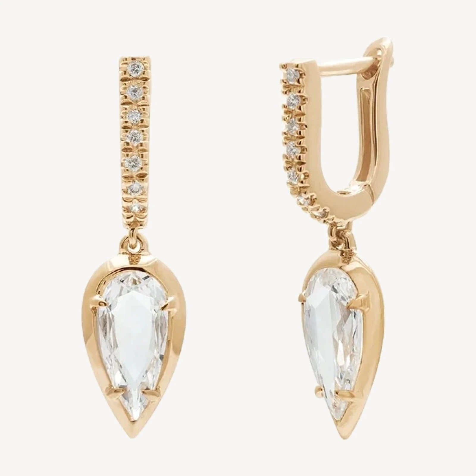 Attelage Pear Drop Earrings (Petit) - Yellow Gold & White Diamonds