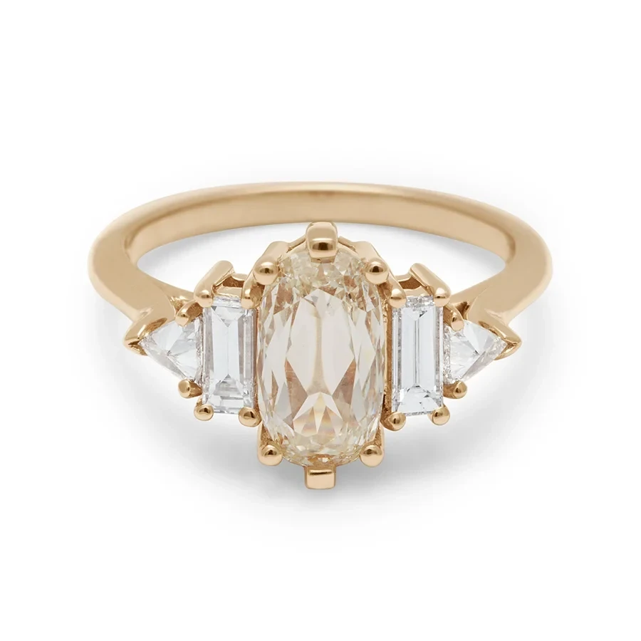Theda Ring - Yellow Gold & Lozenge Champagne Diamond (1.51ct)