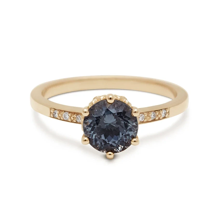 Hazeline Solitaire Ring - Yellow Gold & Grey Spinel (1.23ct)