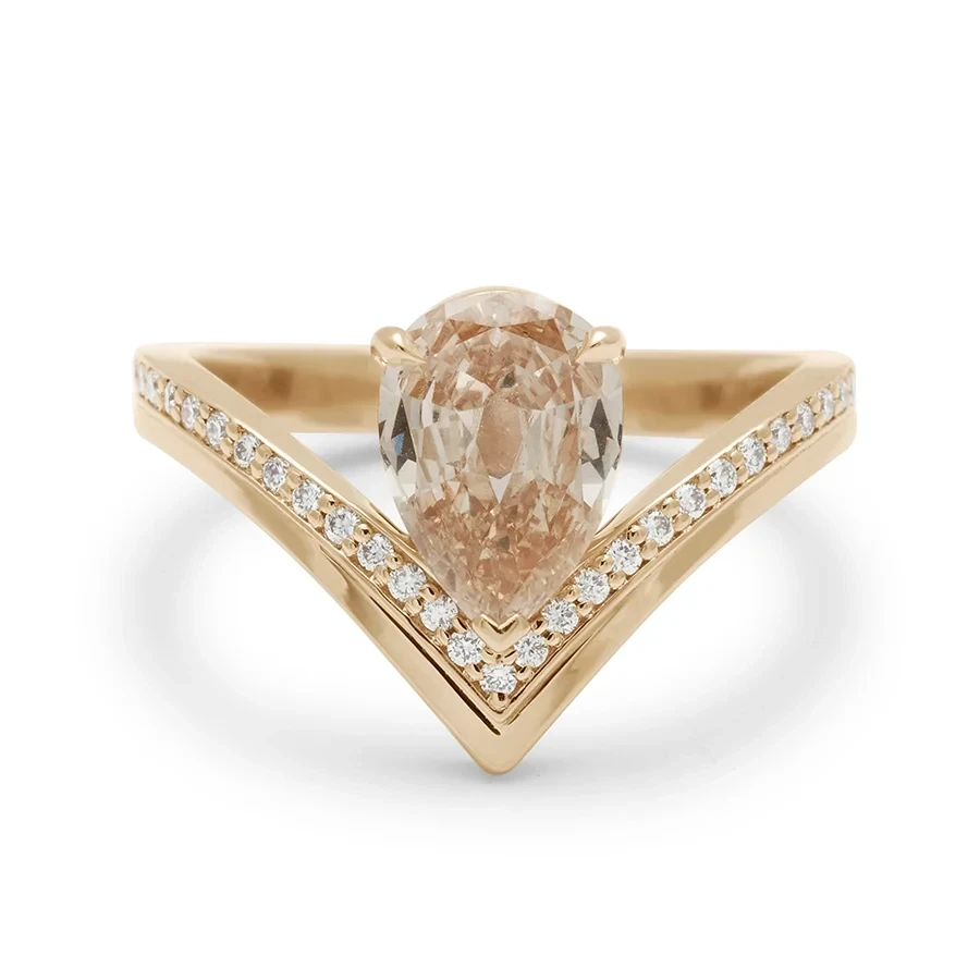 Butterfly Chrysalis Ring - 14k Yellow Gold & Champagne Diamond (1.05ct)