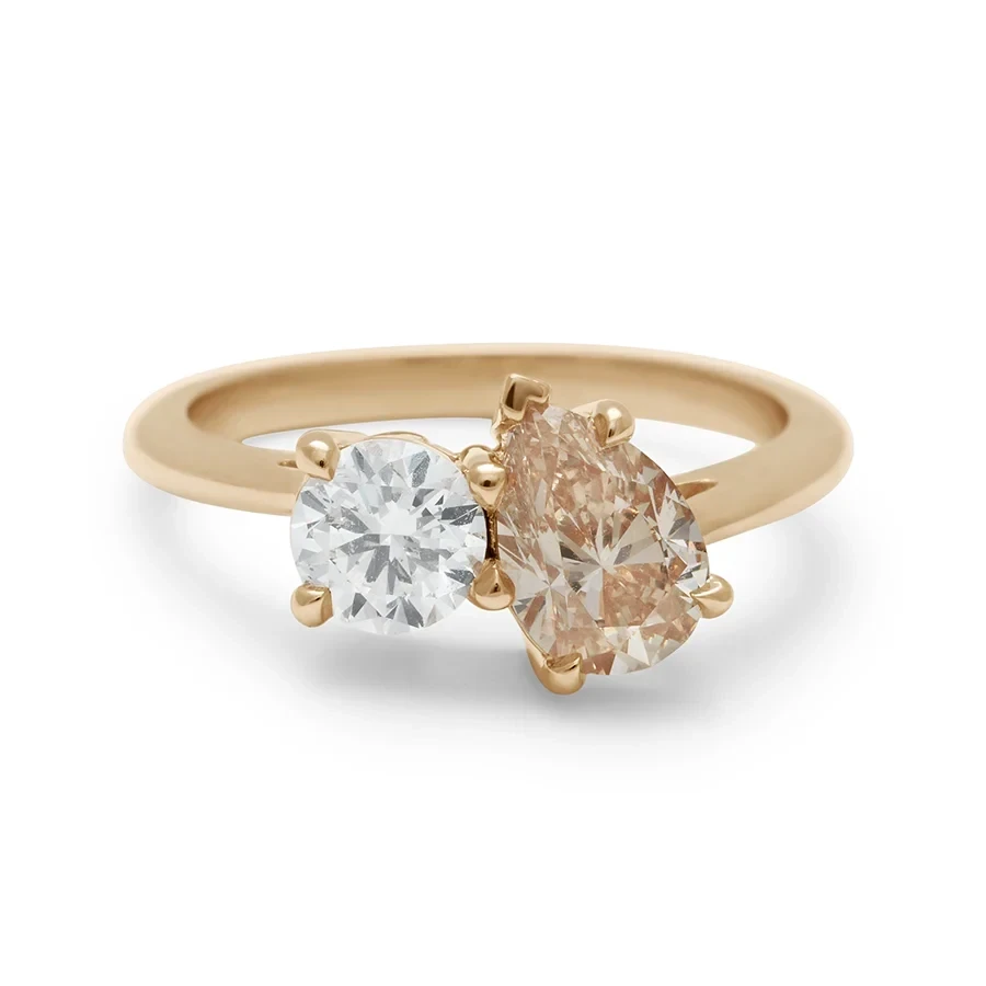 Toi Et Moi Ring - Yellow Gold, Champagne & White Diamond (1.53ct)