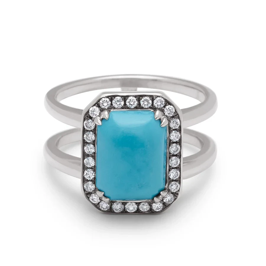 Attelage Ring - Platinum, Turquoise & White Diamond (5.30ct)