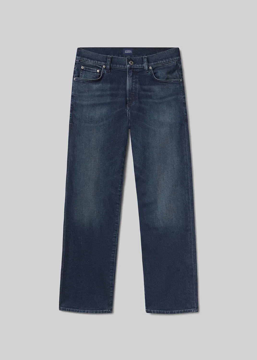 Elijah Straight Cotton Silk Denim in Carbon Blue
