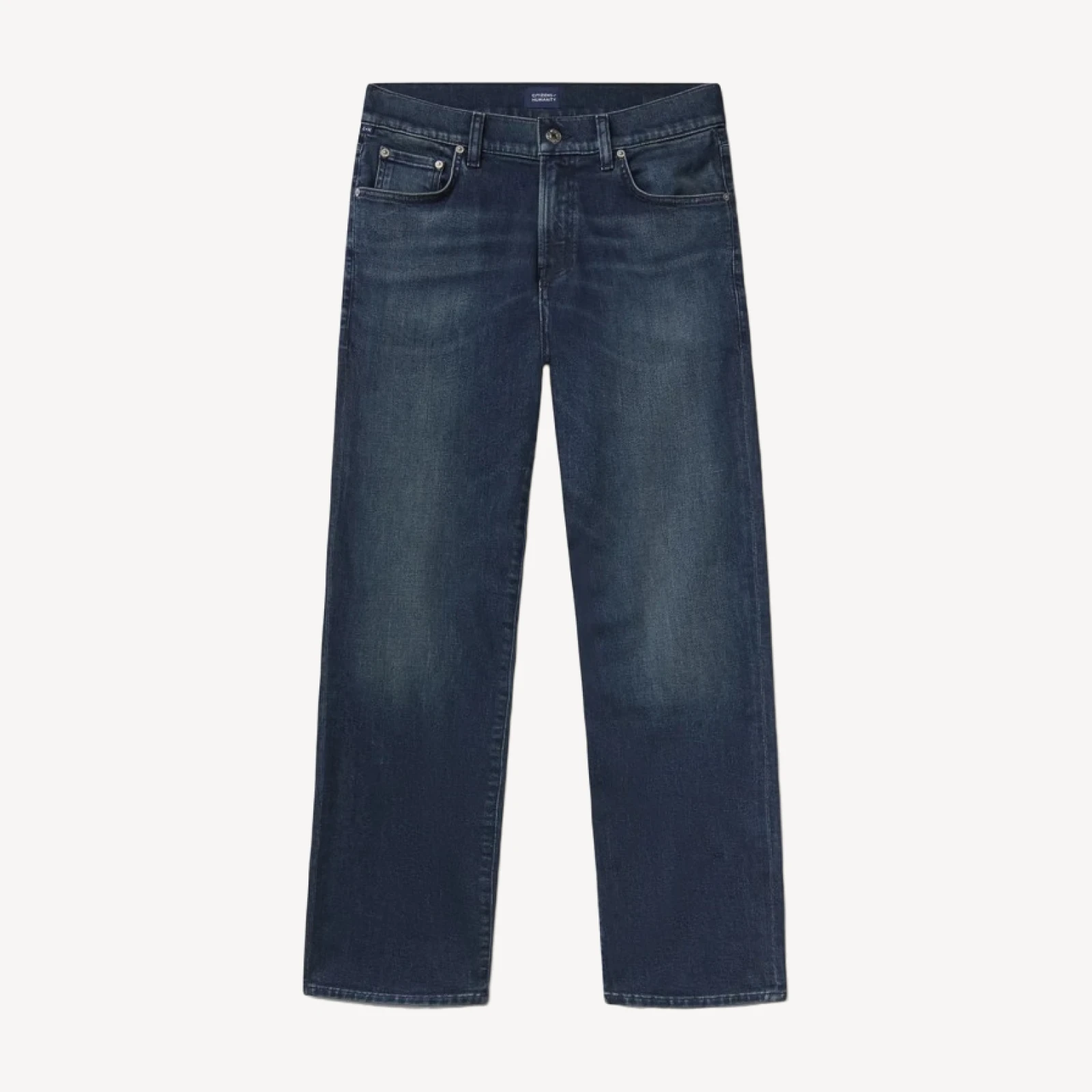 Elijah Straight Cotton Silk Denim in Carbon Blue