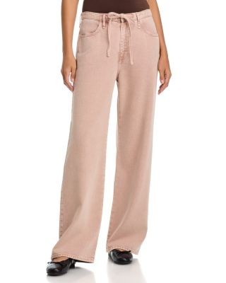 rag & bone Featherweight Phoebe High Rise Drawstring Wide Leg Jeans in Rosestone