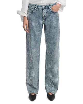 rag & bone Cam Cotton Embellished Full Straight Jeans in Dekal Jewel