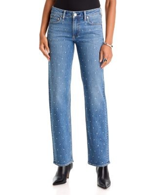 rag & bone Harlow Mid Rise Embellished Slim Straight Jeans in Milljewel