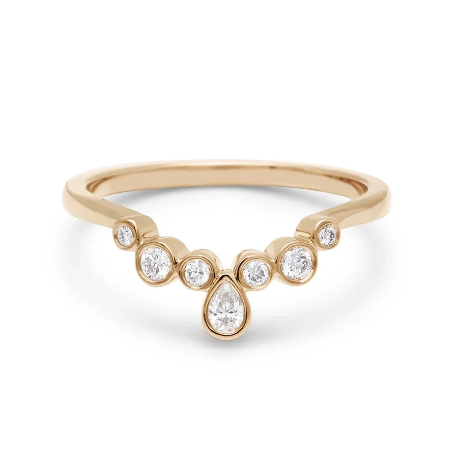 Bezel Rosette Band - 14k Gold & White Diamonds