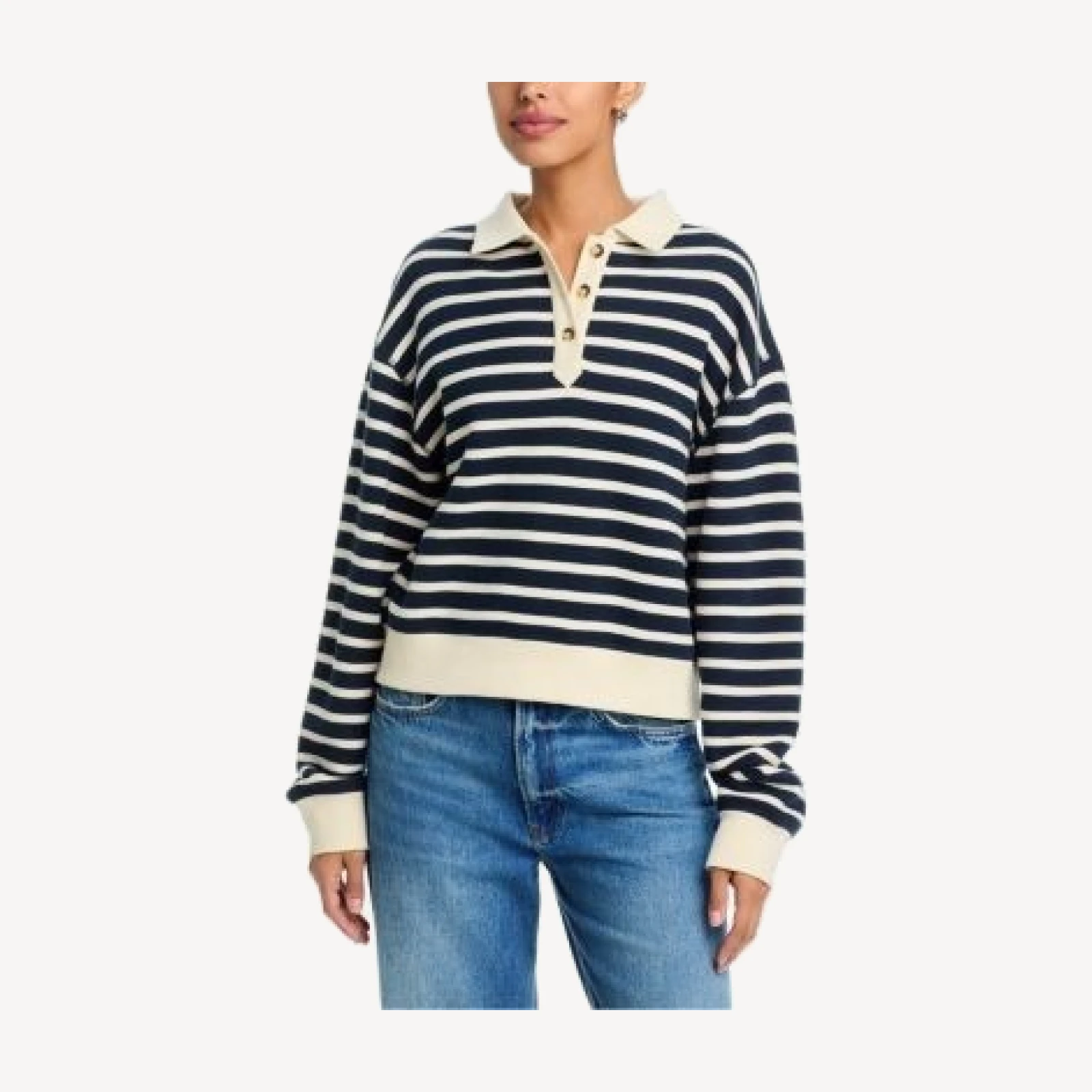 rag & bone Vintage Terry Striped Polo Sweatshirt
