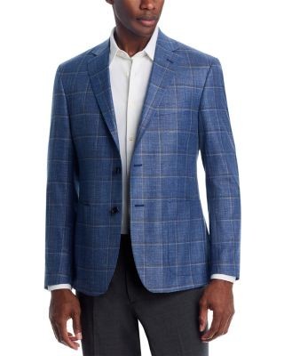 The Men's Store at Bloomingdale's Loro Piana Fabric Wool, Silk, & Linen Windowpane Unstructured Regular Fit Sport Coat - Exclusive
