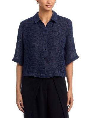 Eileen Fisher Classic Collar Elbow Sleeve Shirt